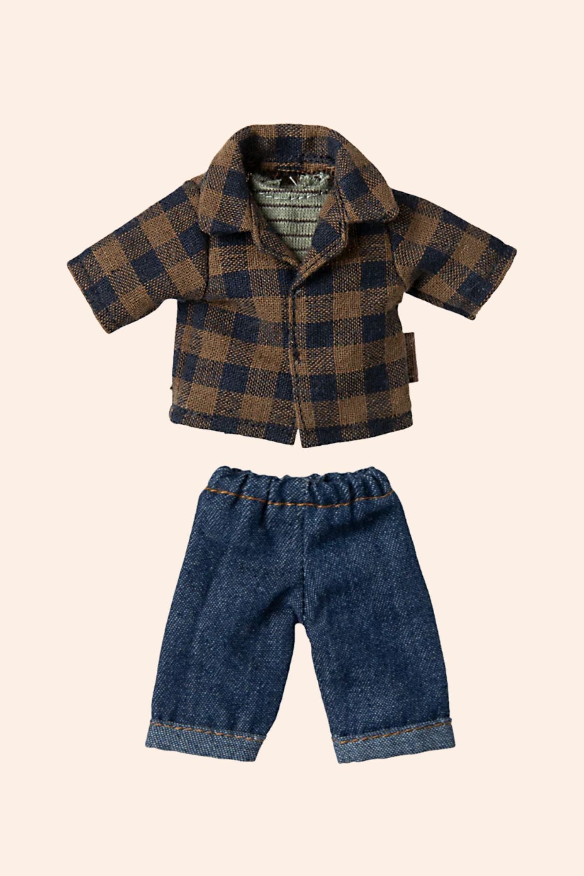 Maileg - Dad Mouse - Brown checked shirt and pants