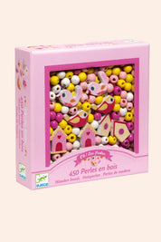 Djeco - 450 Wooden Beads - Birds - Strawberries & Cream