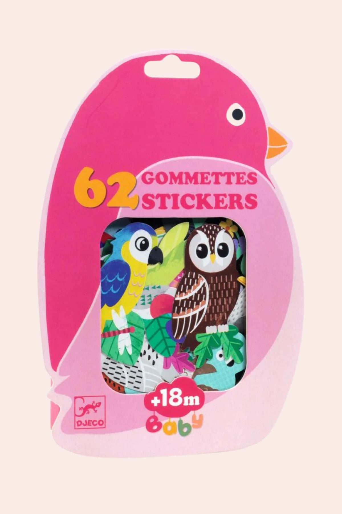 Djeco - Birds - Stickers - Strawberries & Cream - Creative Activities - Animal Stickers -  Colourful