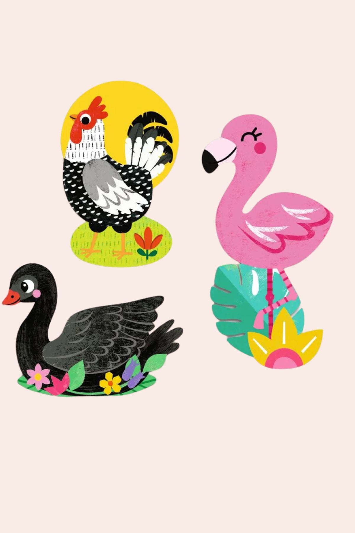 Djeco - Birds - Stickers - Strawberries & Cream - Creative Activities - Animal Stickers -  Colourful