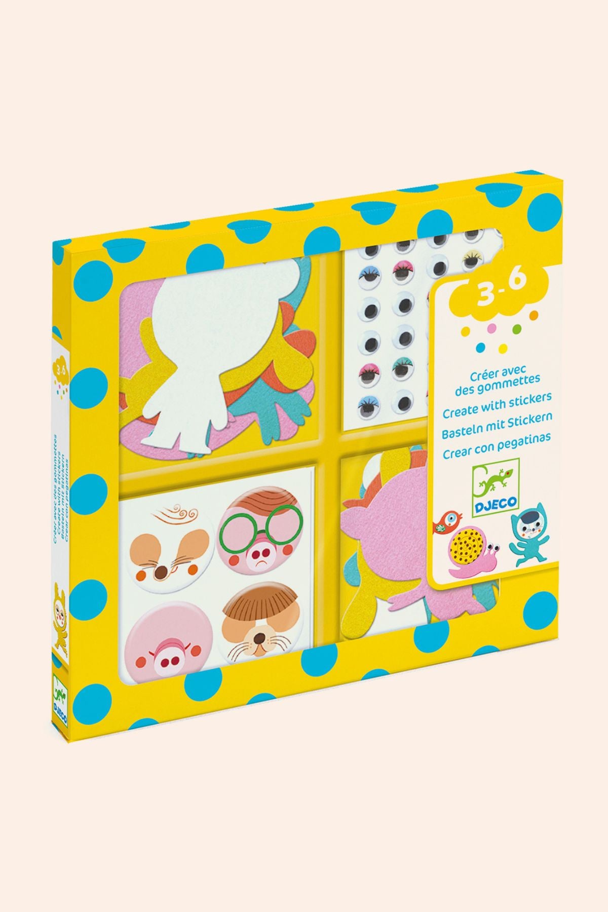 Djeco - Create With Stickers - I Love Animals - Strawberries & Cream
