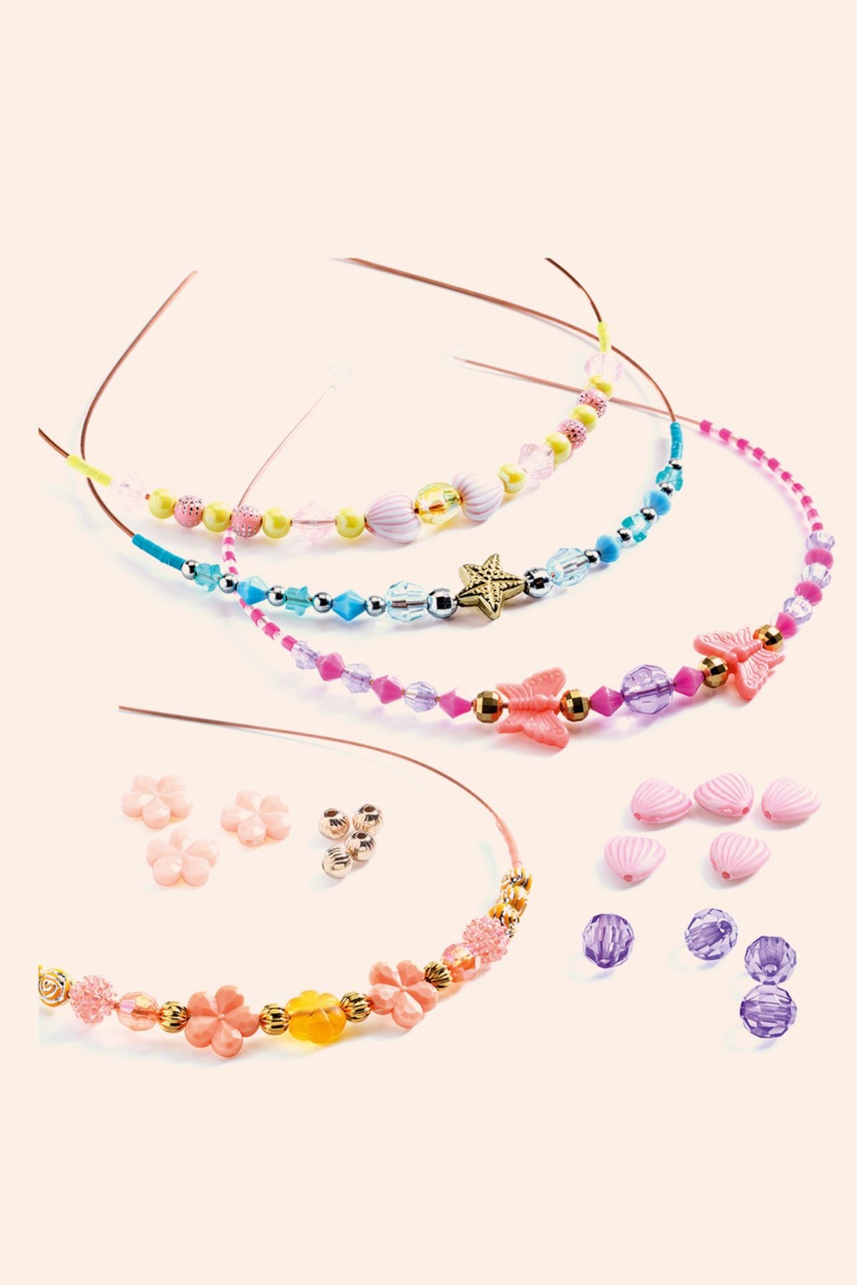 Djeco - Headbands and Threading Tray - Precious - Strawberries & Cream