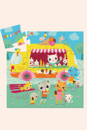 Djeco - Ice Cream Truck - 16 Piece Silhouette Puzzle - Strawberries & Cream
