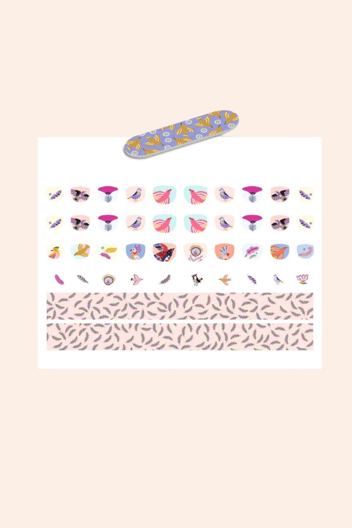 Djeco - Nails Stickers - Feathers- Strawberries & Cream - Toys