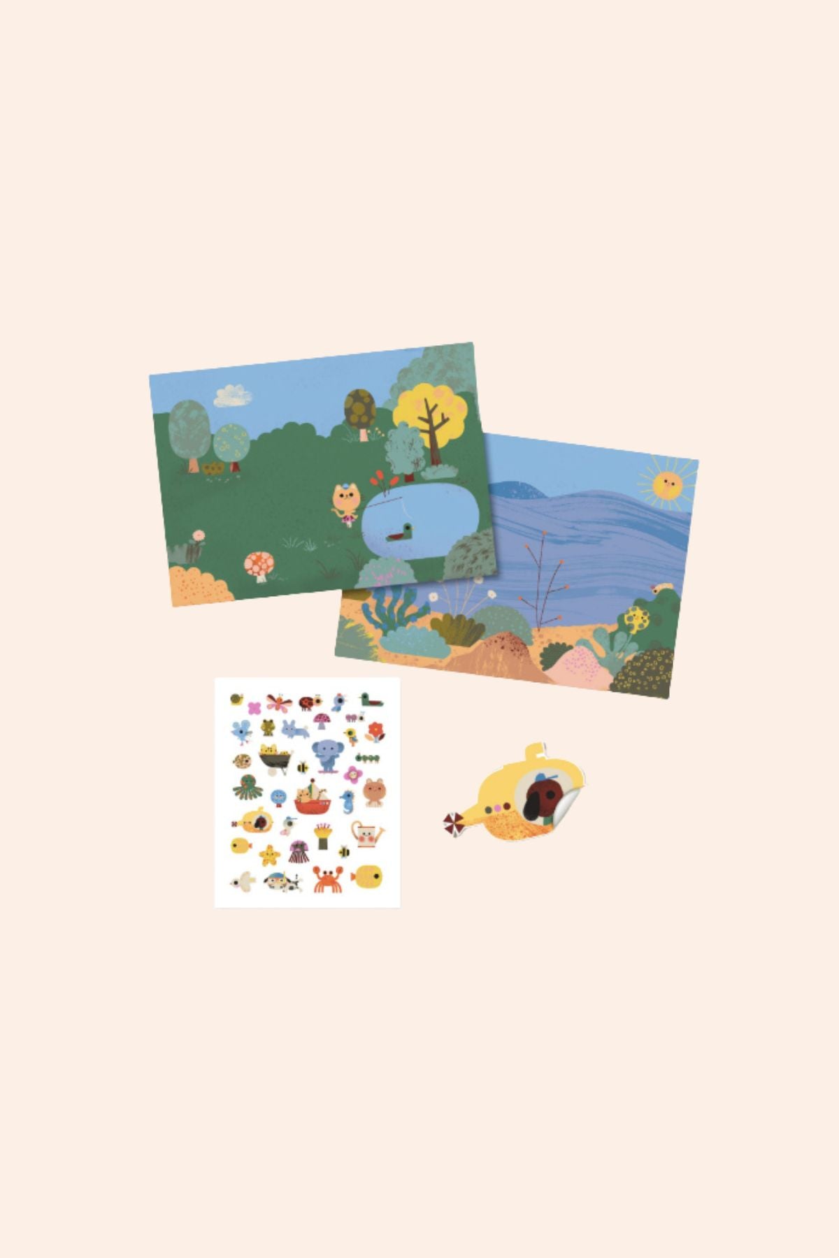 Djeco - Removable Puffy Stickers - Summertime - Strawberries & Cream