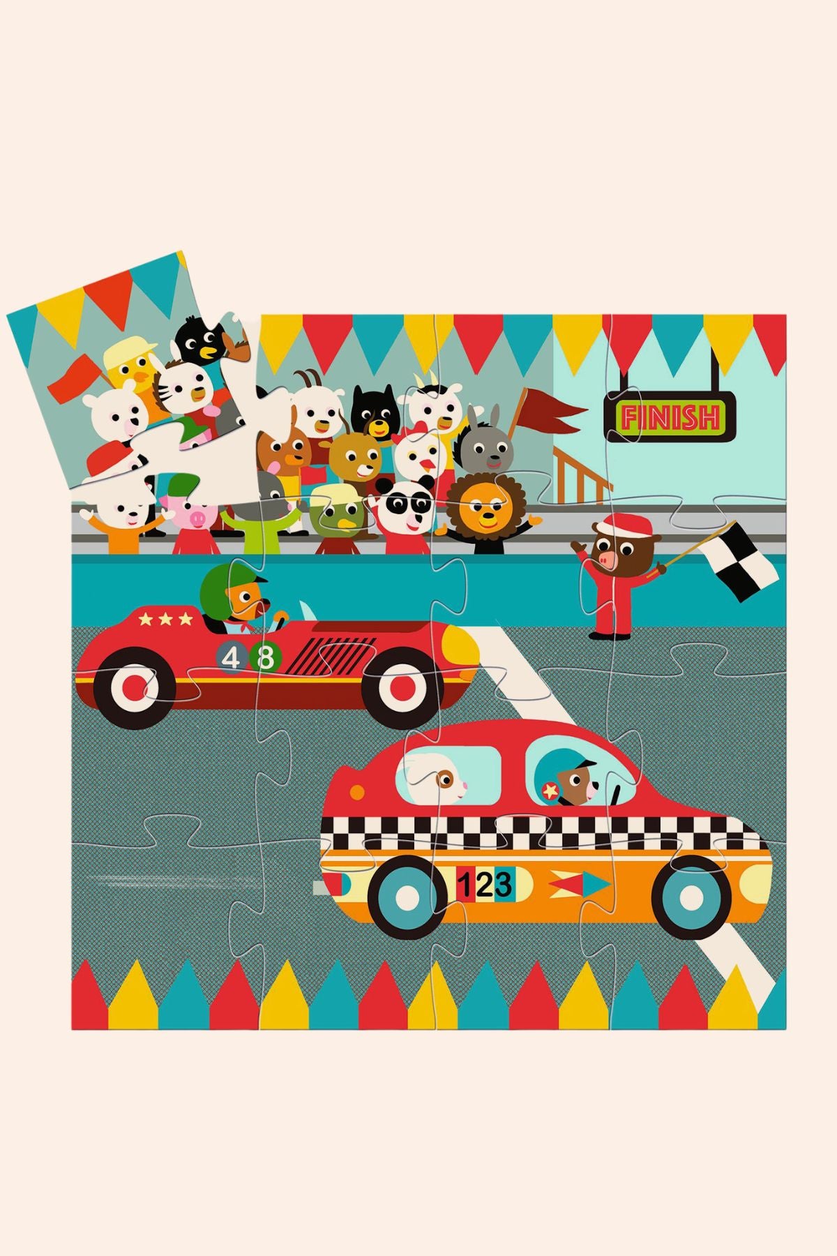 Djeco - The Racing Car - 16 Piece Silhouette Puzzle - Strawberries & Cream