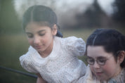 Eloise Dress in Blue Petit Rose - Designed by Ingrid Lewis - Strawberries & Cream