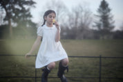 Eloise Dress in Blue Petit Rose - Designed by Ingrid Lewis - Strawberries & Cream