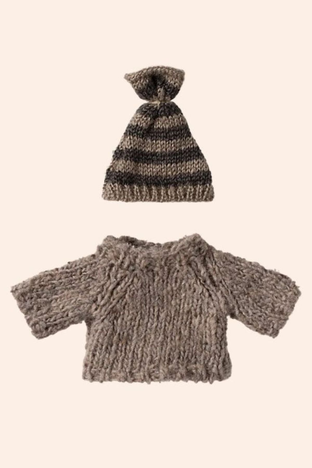 Maileg - Big Brother/Sister Mouse - Knitted Sweater and Hat - Strawberries & Cream