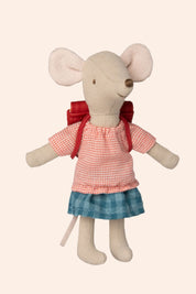 Maileg - Big Sister Tricycle Mouse - Red with bag - Strawberries & Cream