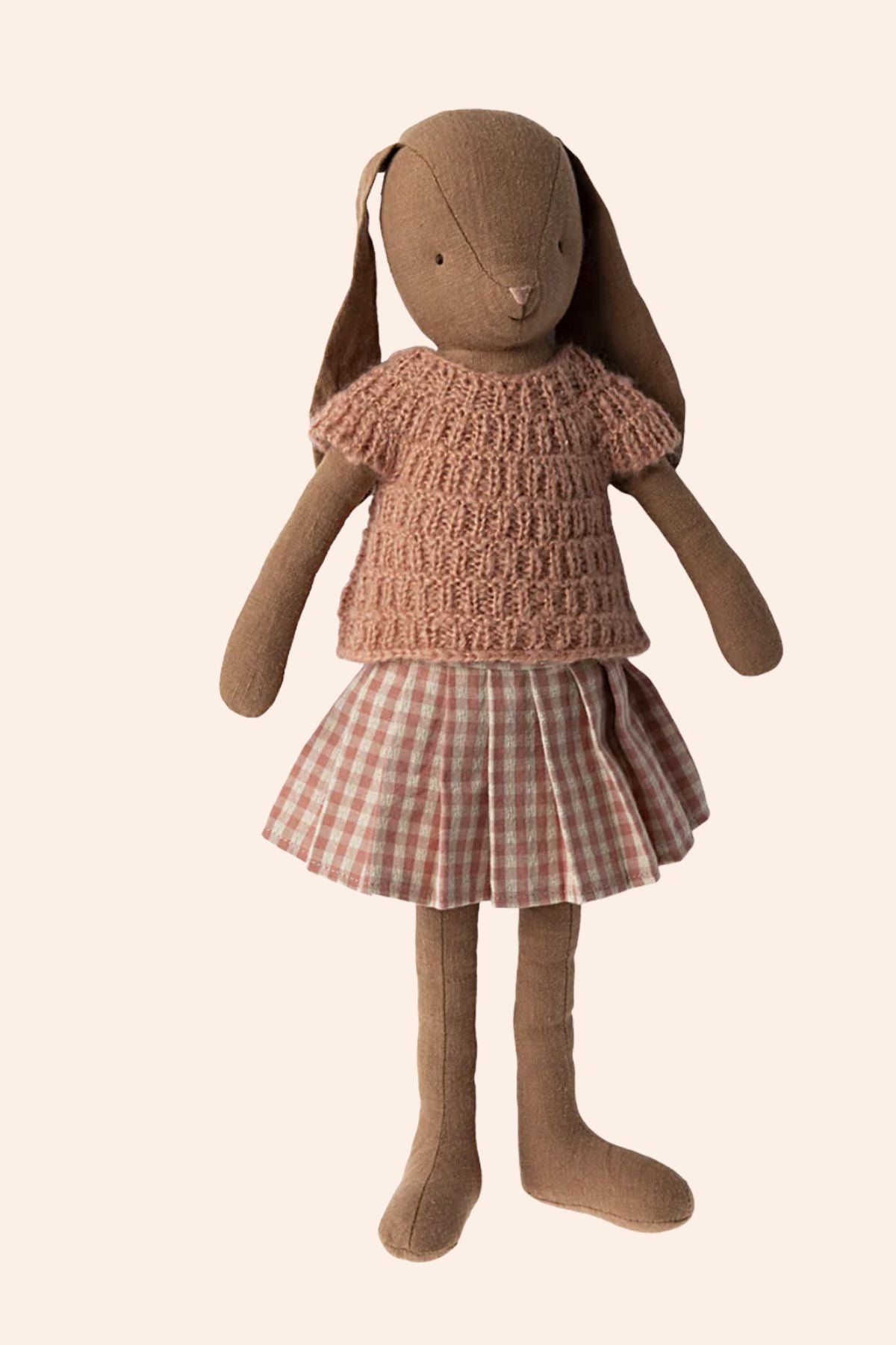 Maileg - Bunny Size 3 - Chocolate Brown - Knitted Shirt and Skirt - Strawberries & Cream