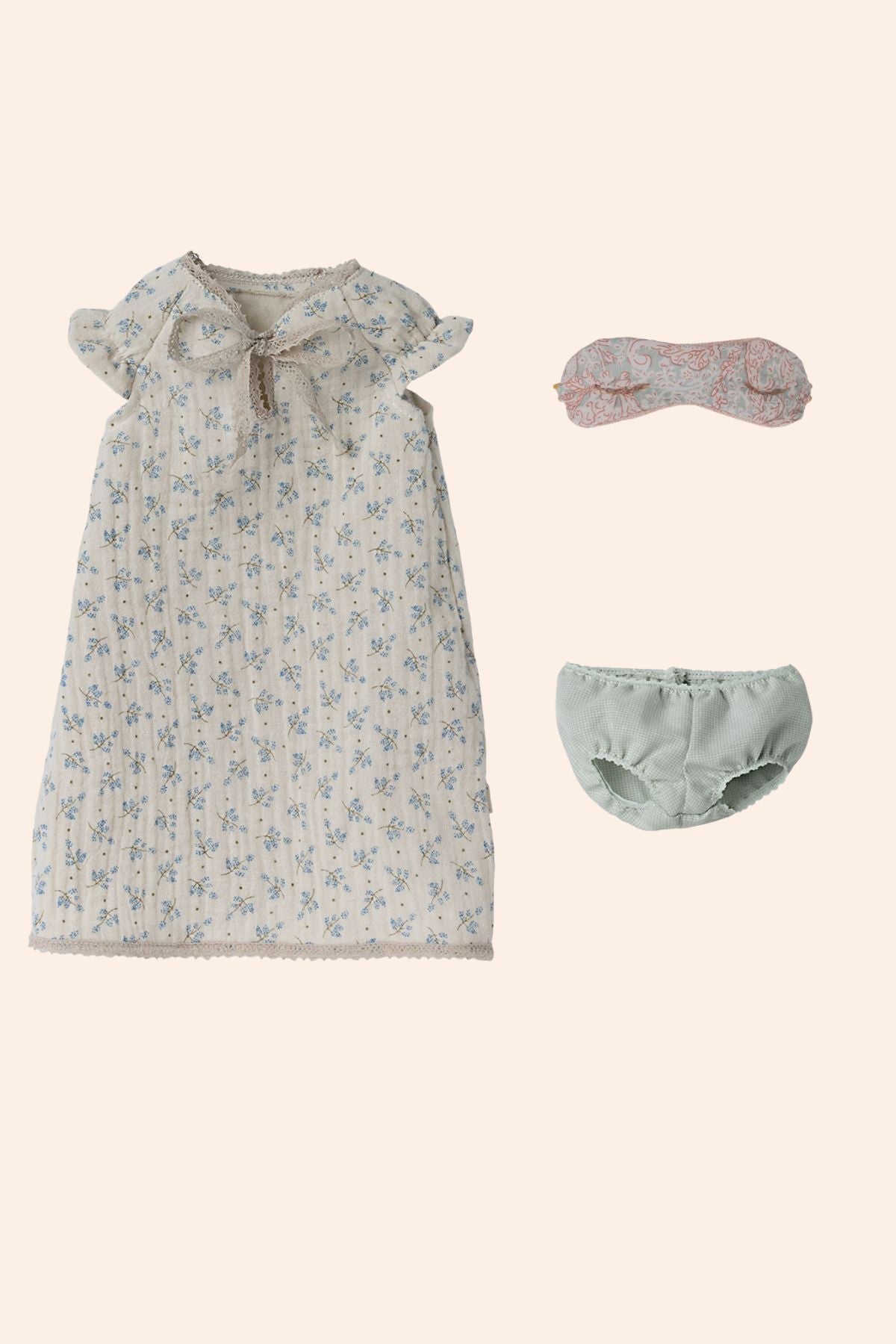 Maileg - Maxi Mouse Clothes - Pyjamas Nightgown - Strawberries & Cream
