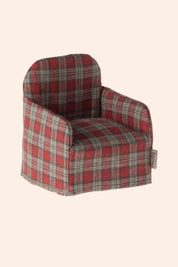 Maileg - Mouse - Chair - Red Checker - Strawberries & Cream