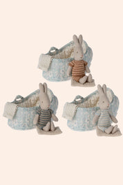 Maileg - Rabbit in Carry Cot Micro - 3 Mint - Strawberries & Cream