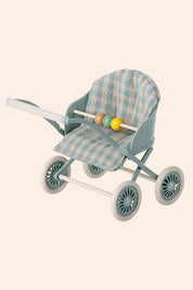 Maileg - Stroller -  Baby Mice - Blue - Strawberries & Cream