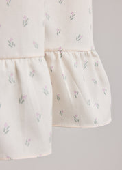 Moon Night Dress In Beige Pink Flower - Designed by Ingrid Lewis - Strawberries & Cream