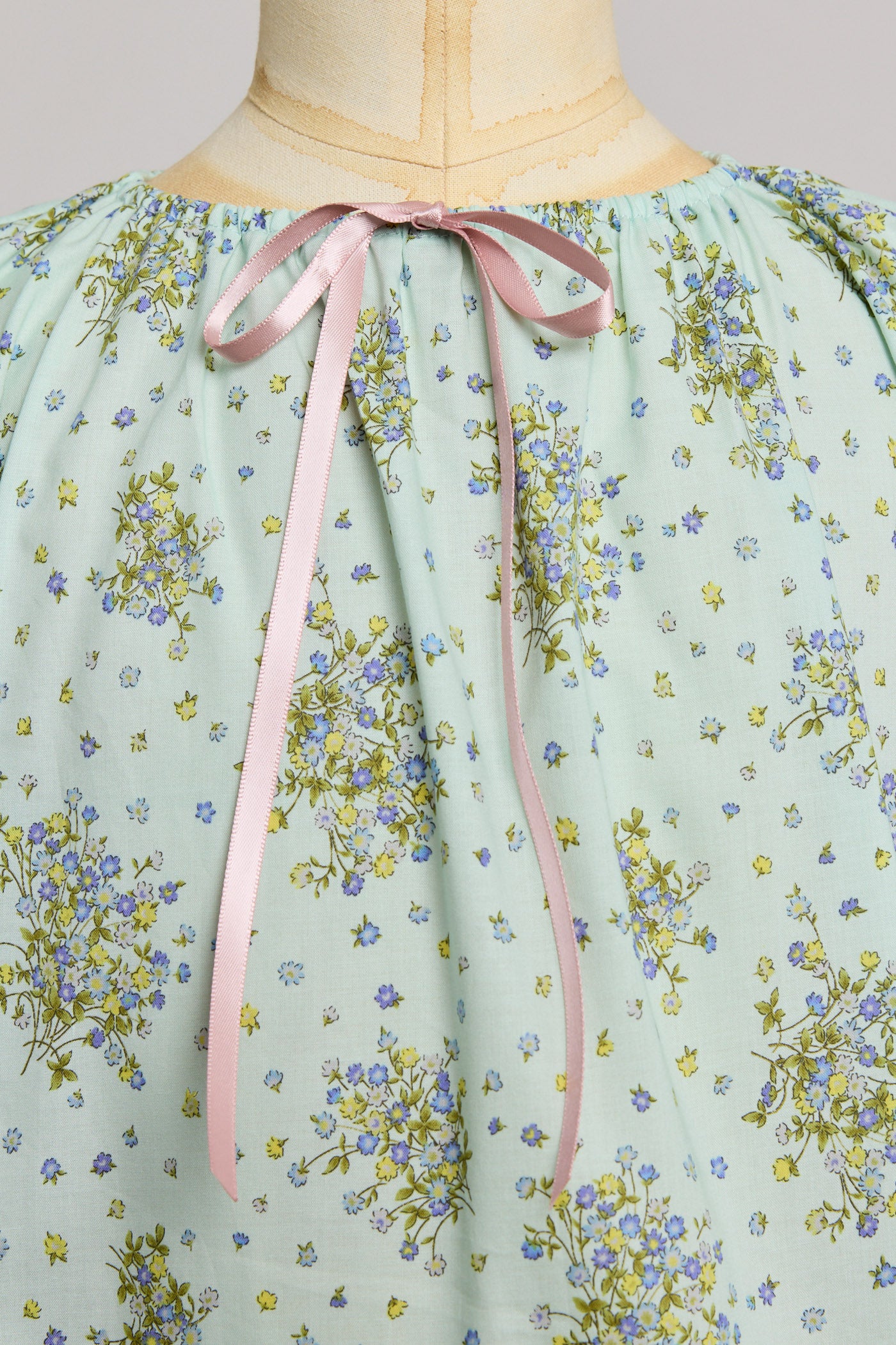Moon Night Dress In Mint Wild Flowers - Designed by Ingrid Lewis - Strawberries & Cream