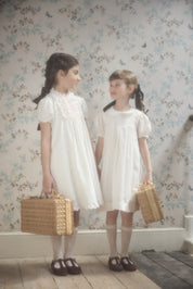 Eloise Dress Blush Polka Dots - Designed by Ingrid Lewis - Strawberries & Cream