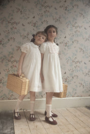 Eloise Dress Blush Polka Dots - Designed by Ingrid Lewis - Strawberries & Cream