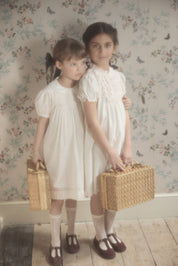 Eloise Dress Blush Polka Dots - Designed by Ingrid Lewis - Strawberries & Cream