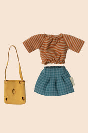 Maileg - Mum Mouse Clothes -  Blouse, Skirt and Cheese Bag - Strawberries & Cream