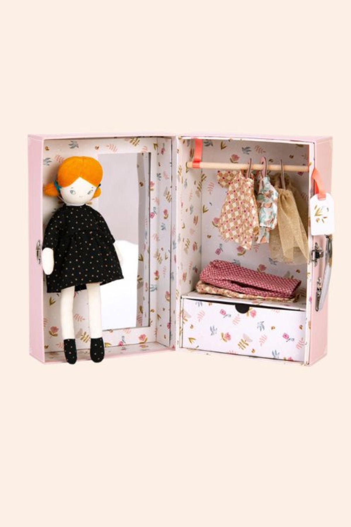 Moulin Roty - Les Parisiennes - The Little Wardrobe Suitcase - Blanche - Pink Wardrobe