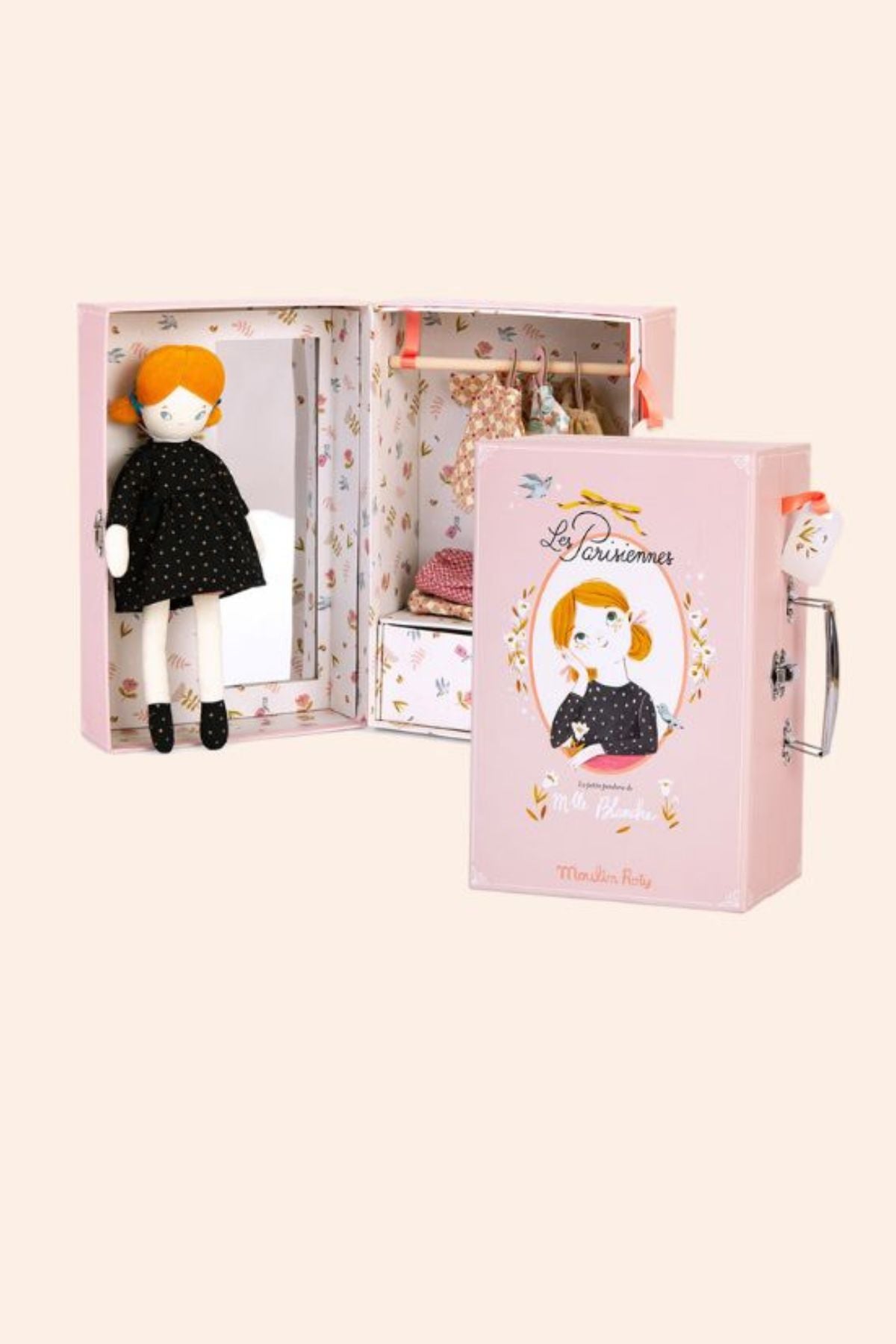 Moulin Roty - Les Parisiennes - The Little Wardrobe Suitcase - Blanche - Pink Wardrobe