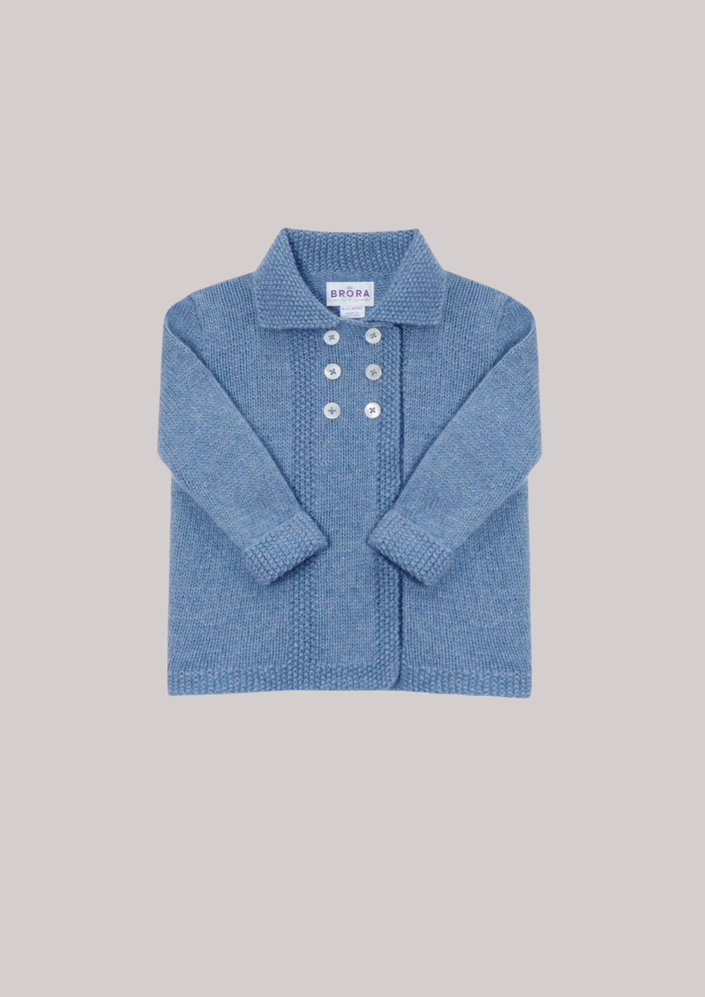 Brora Cashmere Hand Knit Vintage Coat-Pale Blue