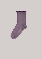 Collégien X Strawberries & Cream - Ambre Glycine du Japon - Lettuce Trim Pointelle Merino Wool Socks