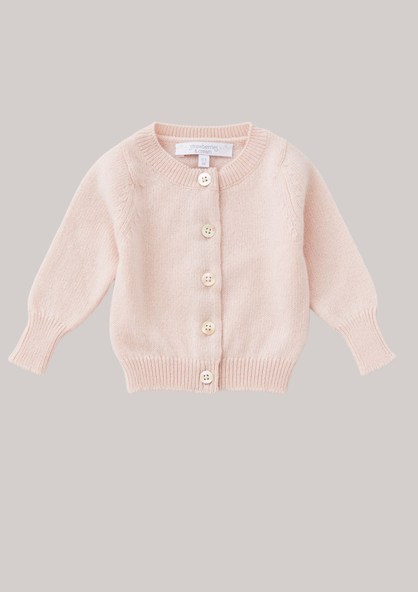 Cashmere Round Neck Baby Cardigan Peach