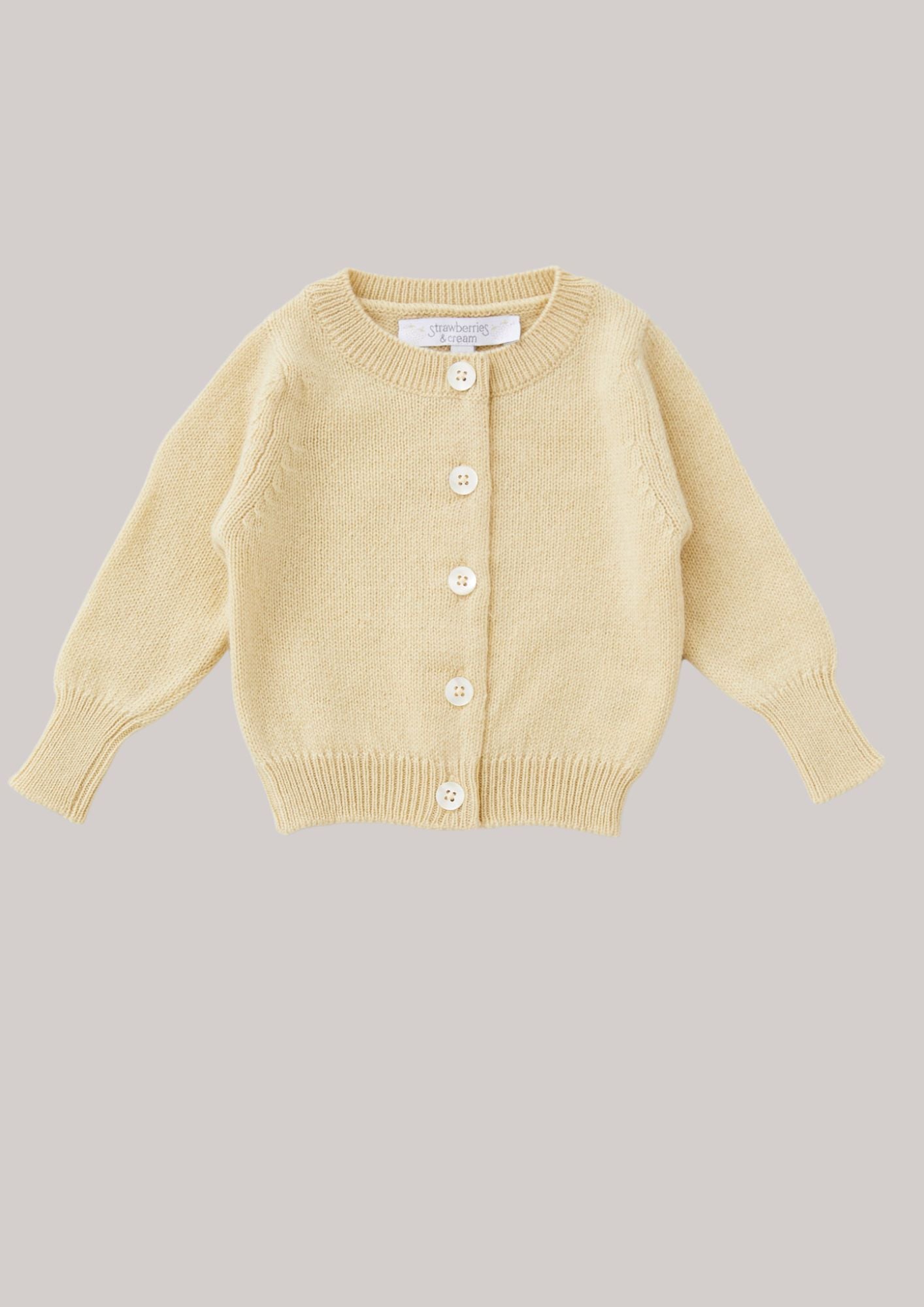 Cashmere Round Neck Baby Cardigan Buttermilk