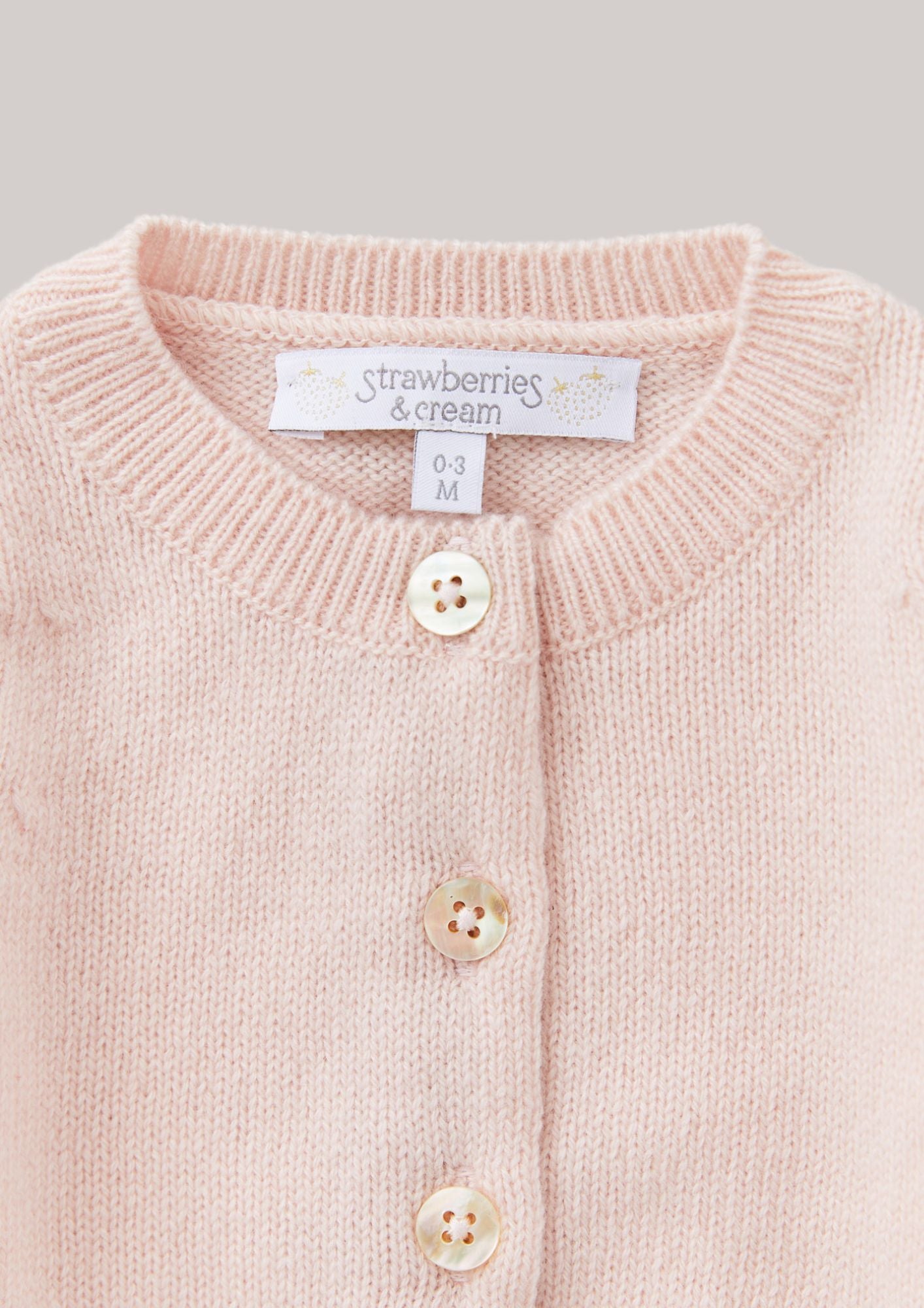 Cashmere Round Neck Baby Cardigan Peach