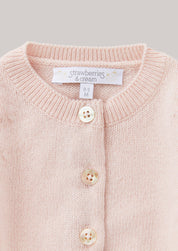 Cashmere Round Neck Baby Cardigan Peach