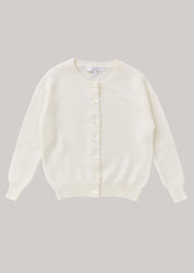 Cashmere Round Neck Baby Cardigan White