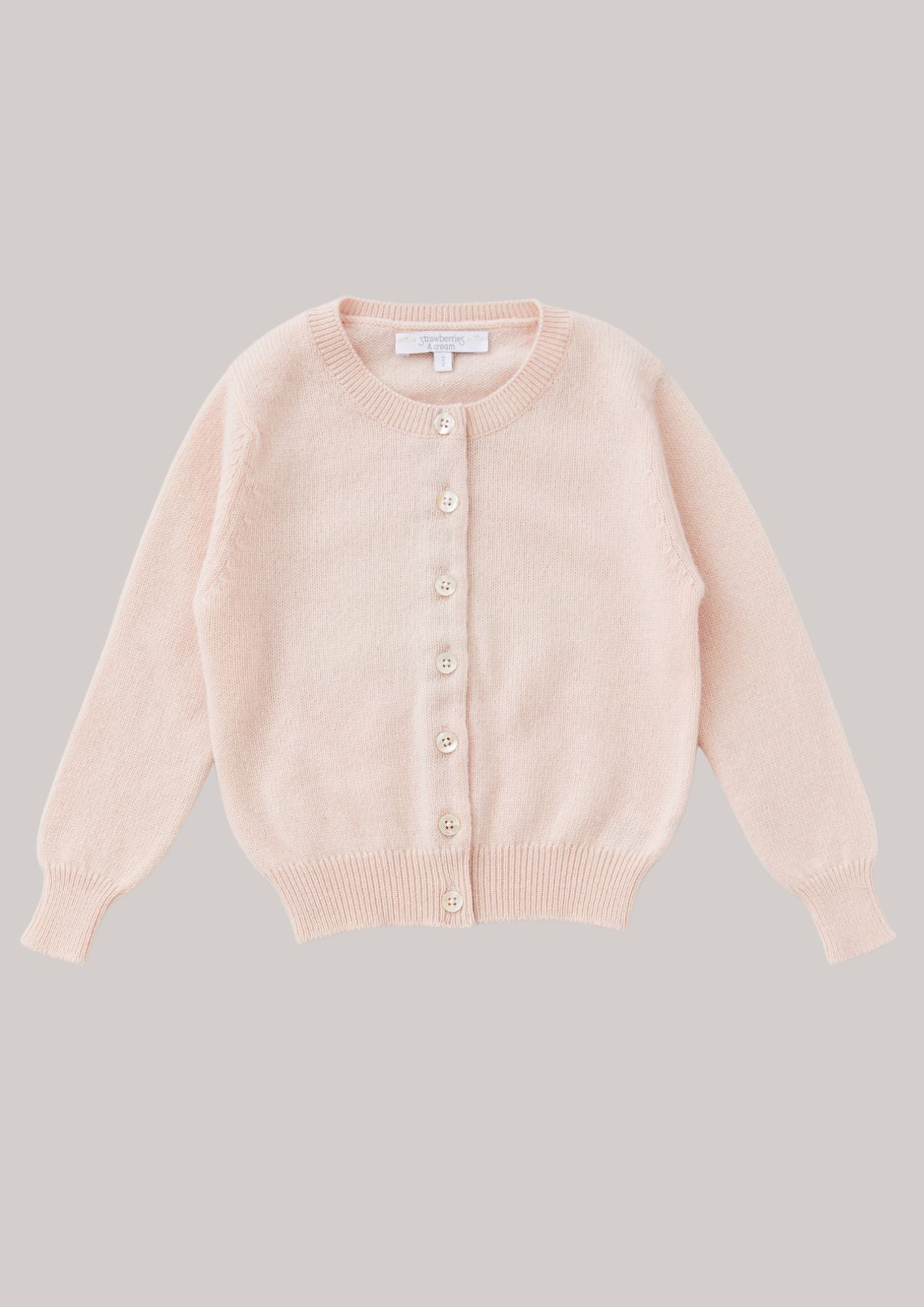 Cashmere Round Neck Cardigan Peach