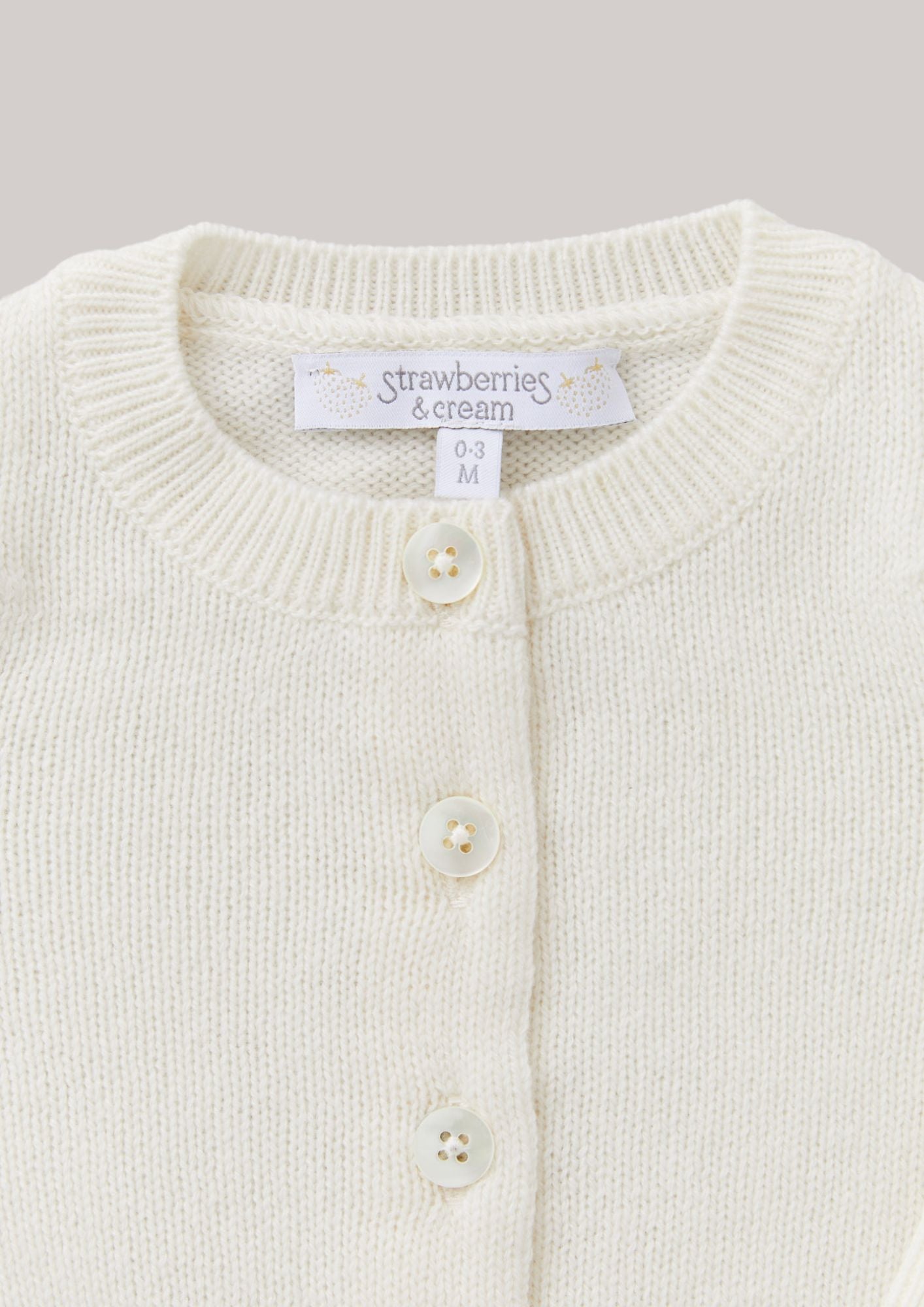 Cashmere Round Neck Baby Cardigan White