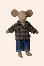Maileg - Dad Mouse - Brown checked shirt and pants