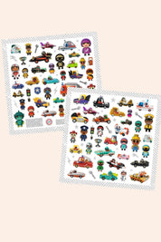 Djeco - 160 Stickers Metallic Stickers - The World of Crazy Motors