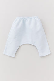 Baby Apple Trousers Blue White Stripes Clouds - Designed by Ingrid Lewis - Strawberries & Cream