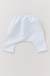 Baby Apple Trousers Blue White Stripes Clouds - Designed by Ingrid Lewis - Strawberries & Cream