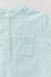 Apple Shirt in Mint Stripes - Designed by Ingrid Lewis - Strawberries & Cream