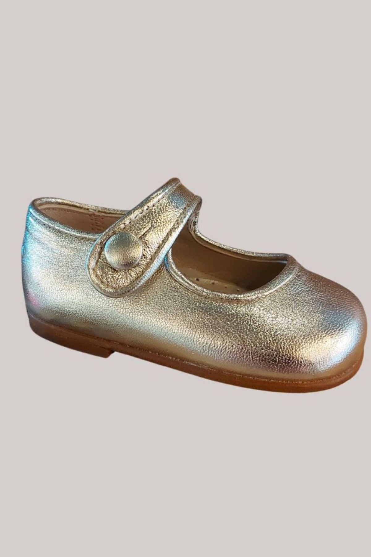 Baby - Mary Jane - Gold Leather - Strawberries & Cream - handmade - Ingrid Lewis - Designer 
Gold metallic shoe.