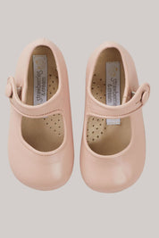 xBaby Mary Jane - Pink - Strawberries & Cream - Ingrid Lewis - Designer
Pair of pink shoes with 'Strawberries & Cream' label on a grey background