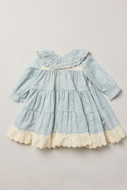 Baby Raspberry Dress in Blue Flower - Strawberries & Cream 