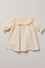 Baby Salt Dress in Cream Broderie - Strawberries & Cream 