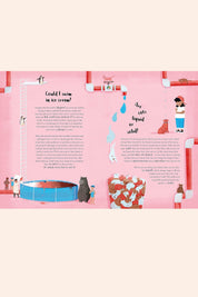 Bed Time Book of Impossible Questions - Strawberries & Cream - Ingrid Lewis - Designer Illustrated page from a children's book with text and graphics.