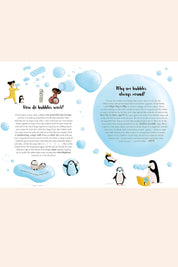 Bed Time Book of Impossible Questions - Strawberries & Cream - Ingrid Lewis - Designer 
Educational page about bubbles with illustrations.
