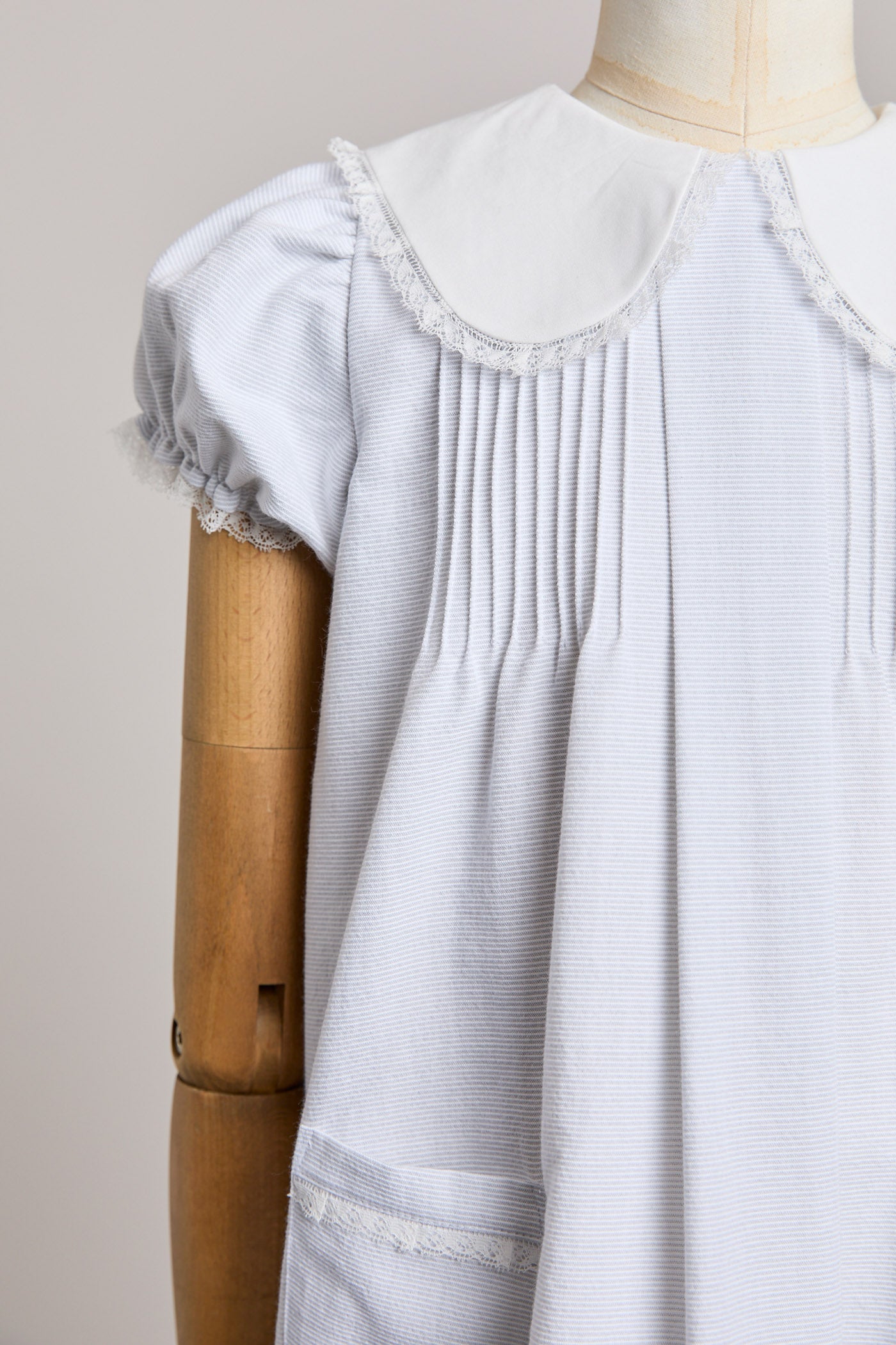 Bubble Dress in Plain Stripes Grey - Designed by Ingrid Lewis - Strawberries & Cream