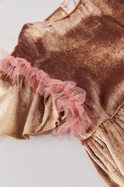 Cream Dress Gold Velvet - Occasional Party- Designed by Ingrid Lewis - Strawberries & Cream
