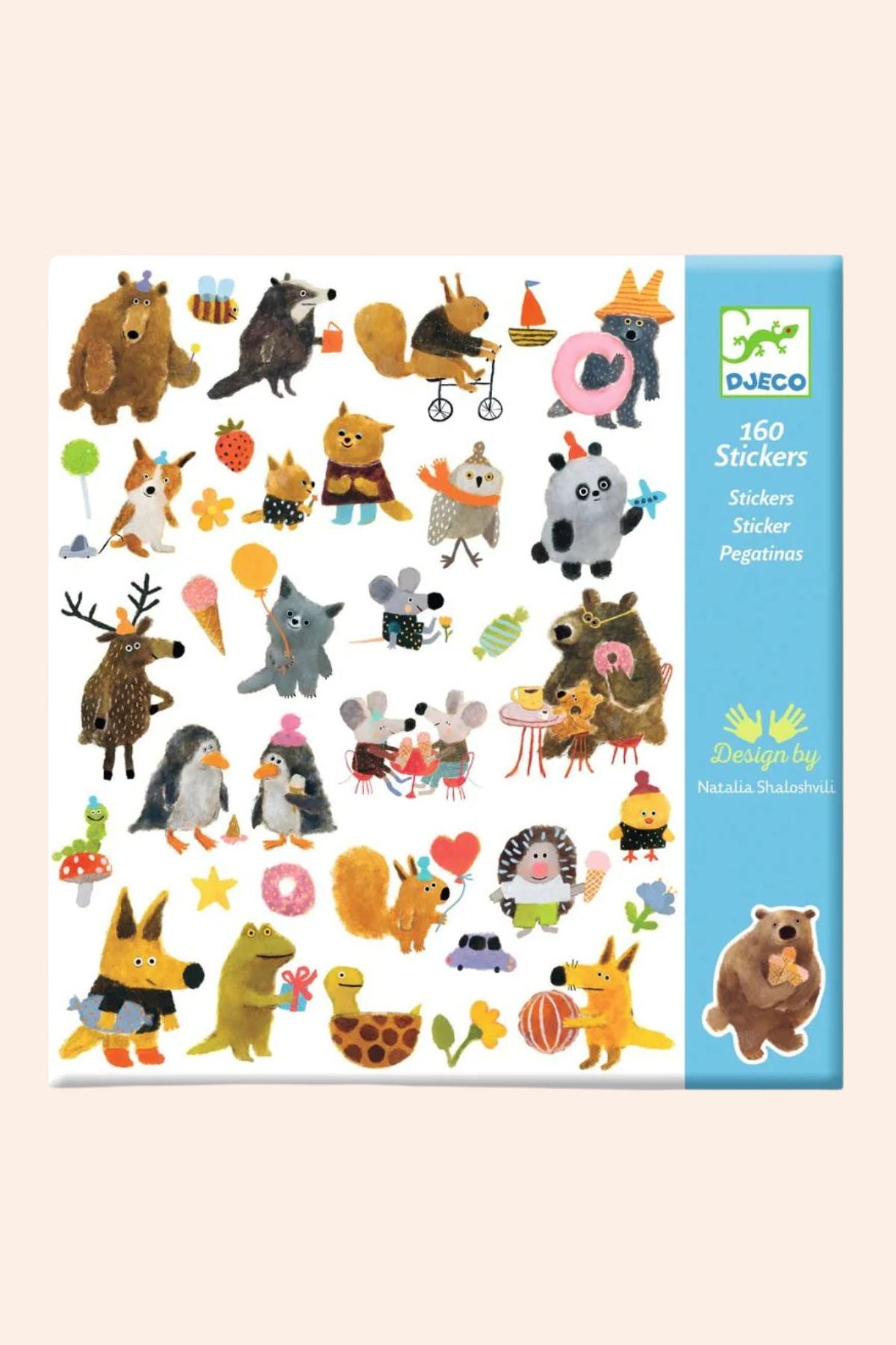 Djeco - 160 Stickers - Fluffy Friends -  Strawberries & Cream - Ingrid Lewis - Designer